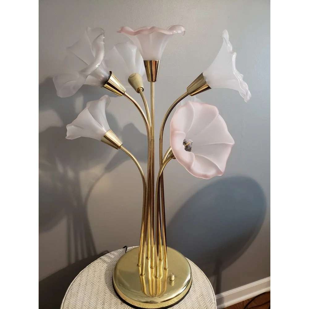 1980s Pink Calla Lilly Hollywood Regency Plastic‎ Lamp Shade Replacement Flower